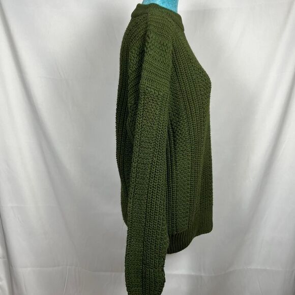 Vintage STRUCTURE Olive Green Open Knit Crewneck Sweater - Picture 5 of 7